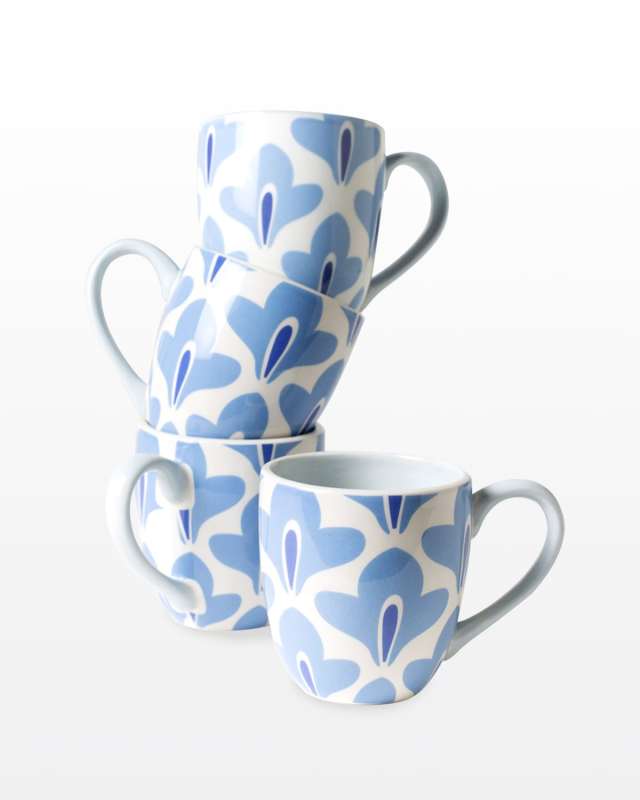 Iris Blue Sprout Mug, Set Of 4